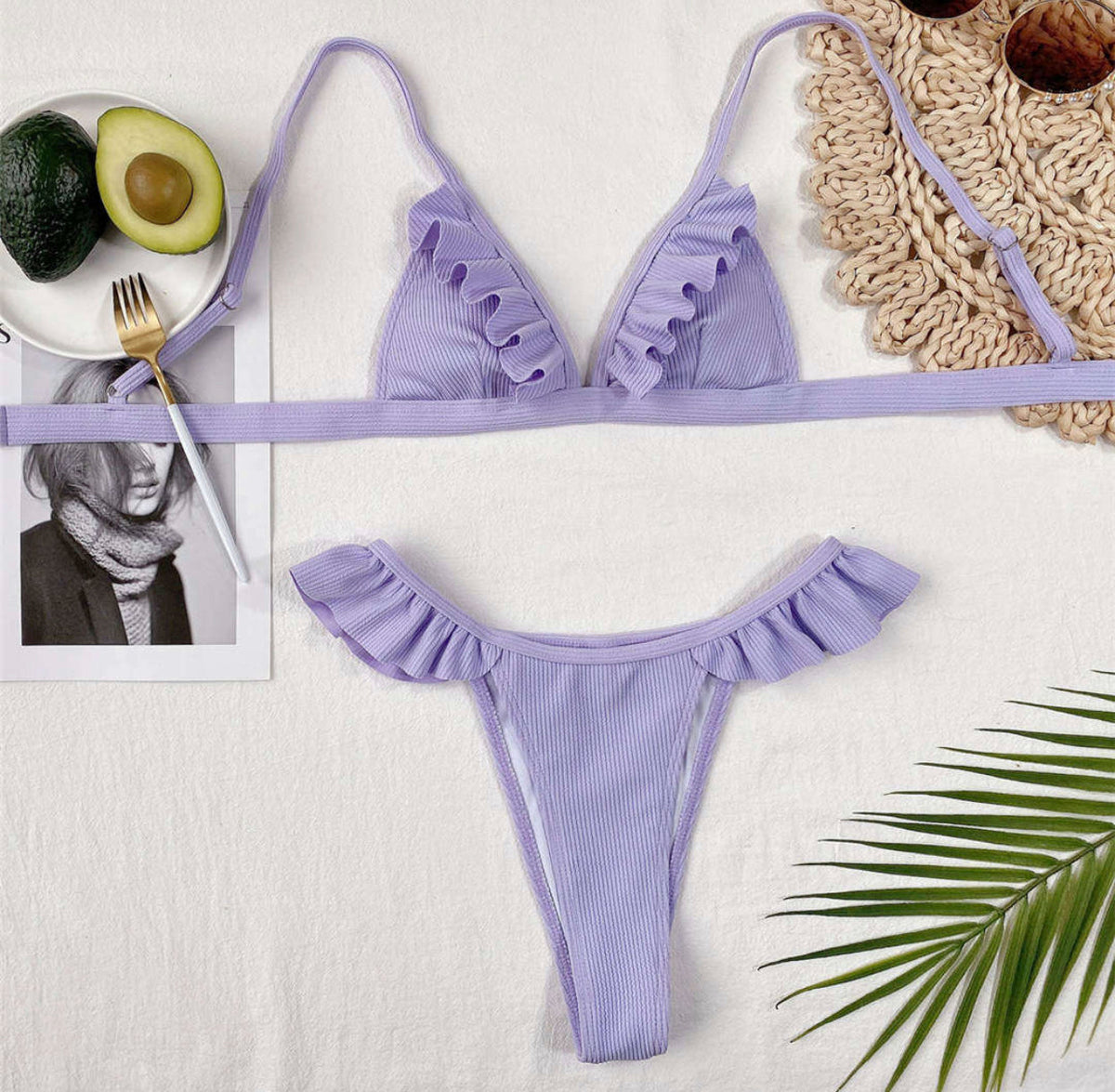 Bikini a Costine con voilant