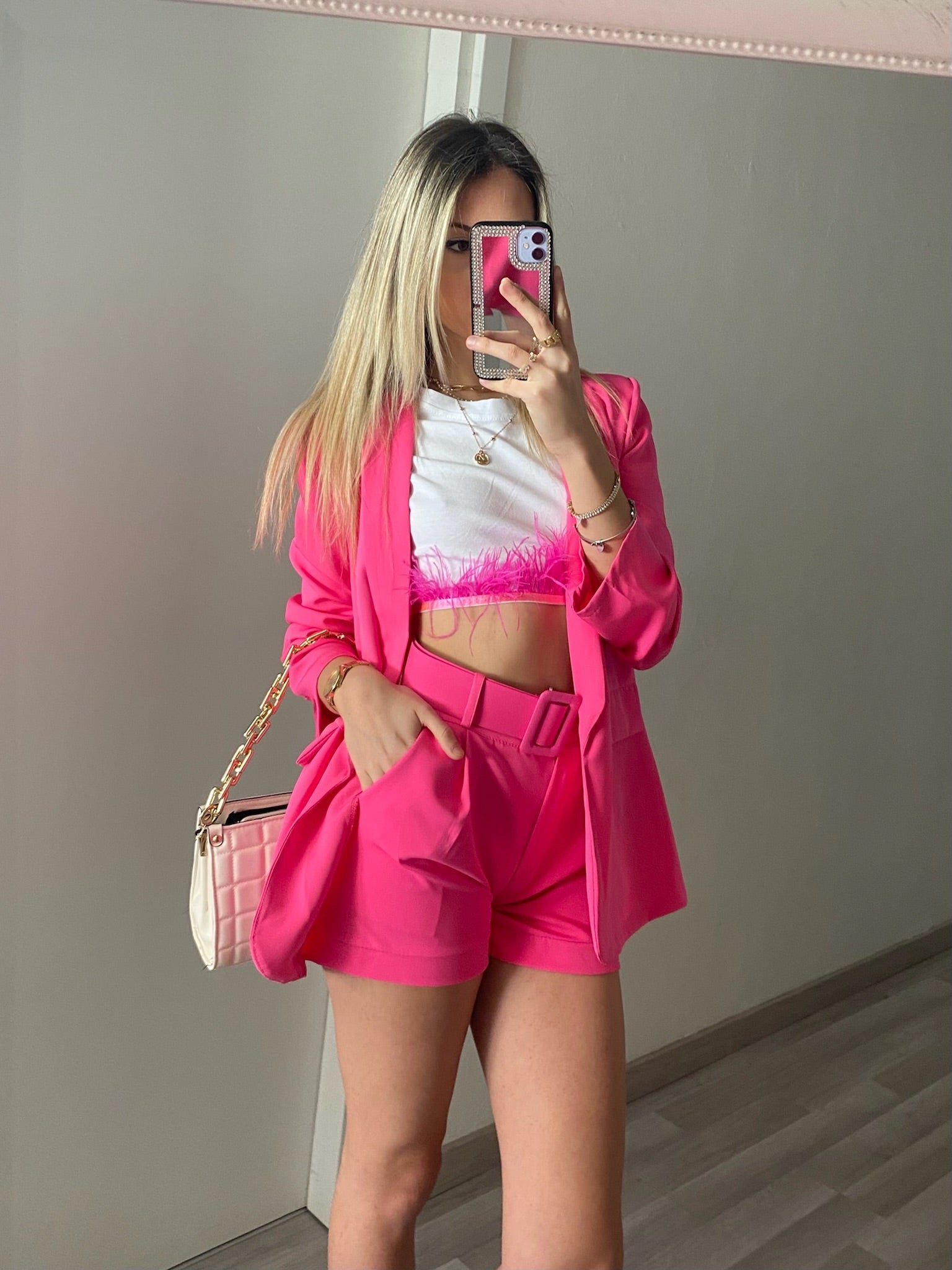Completo giacca e Short Fuxia