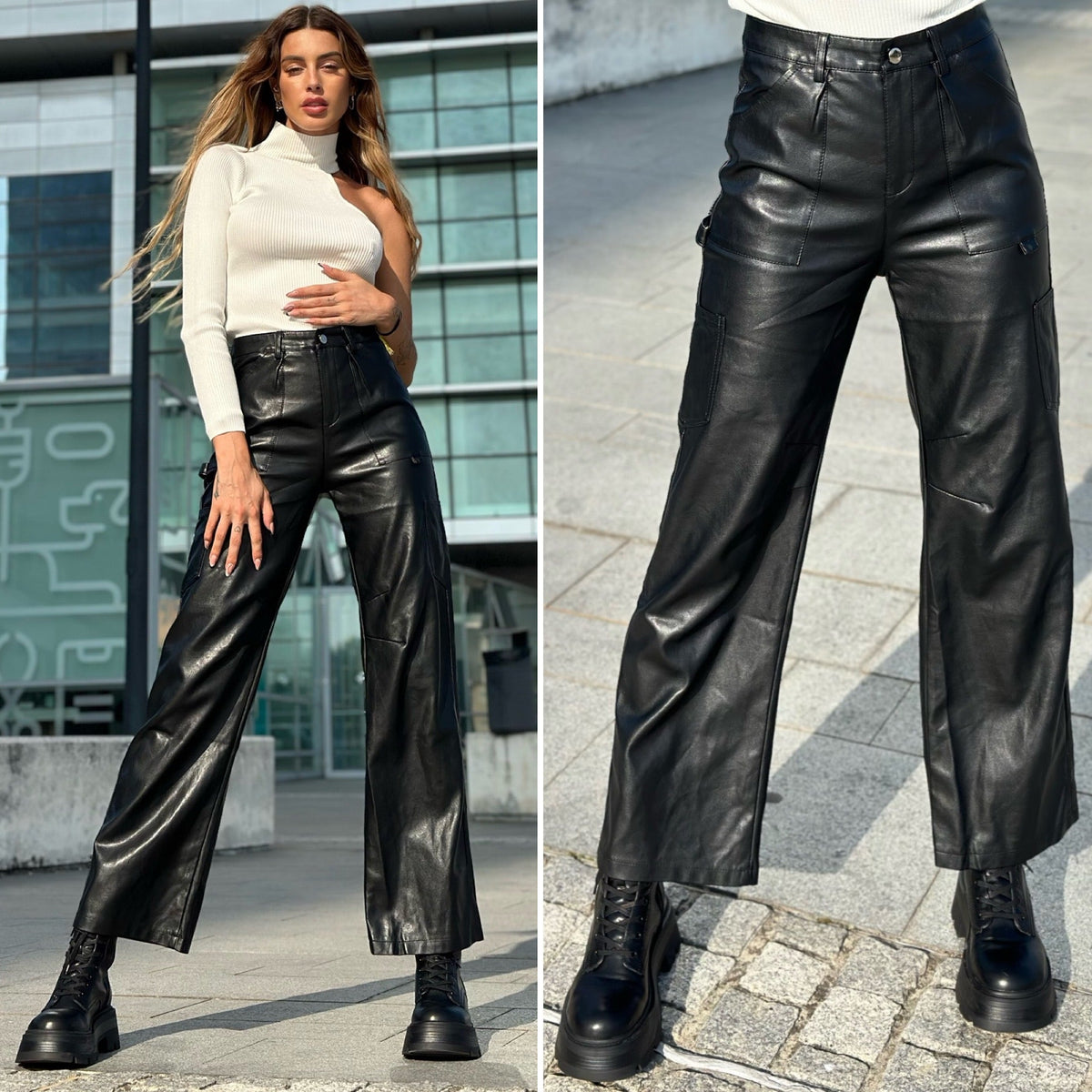 Pantalone in ecopelle nero