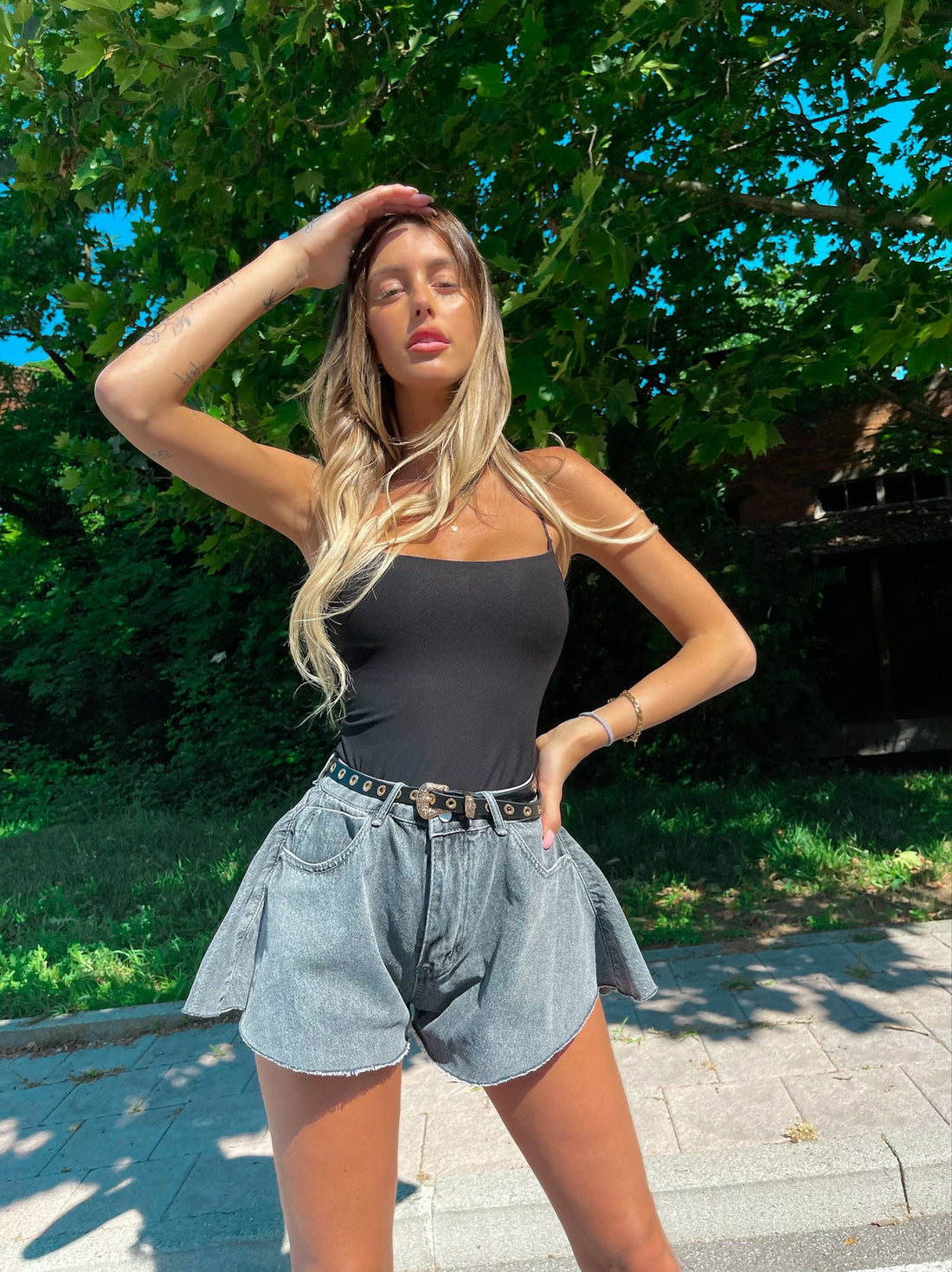 Short in jeans grigio