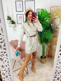 Maxi maglione con frange beige
