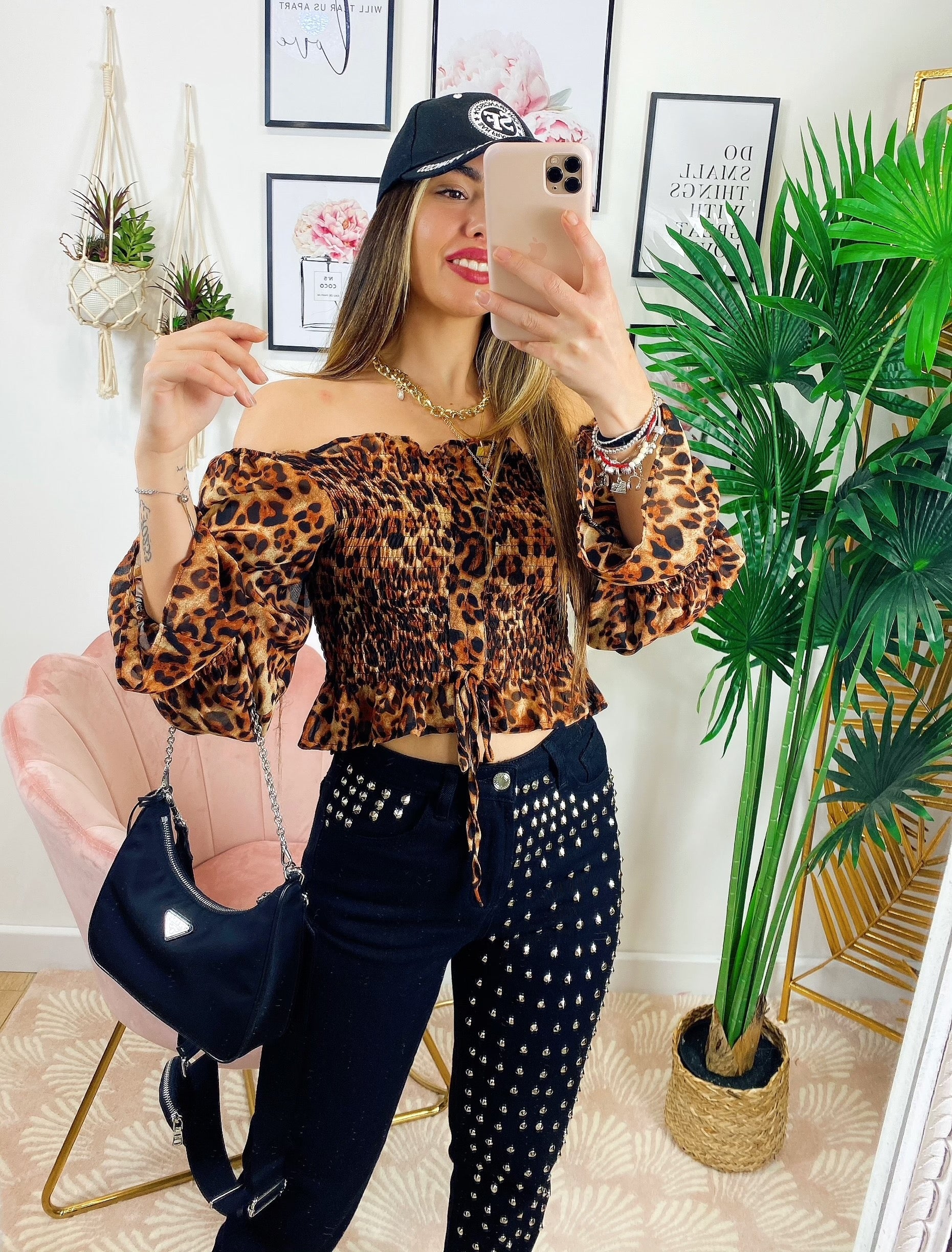 Jeans con borchie Nero