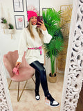 Maxi maglione top quality collo alto bianco