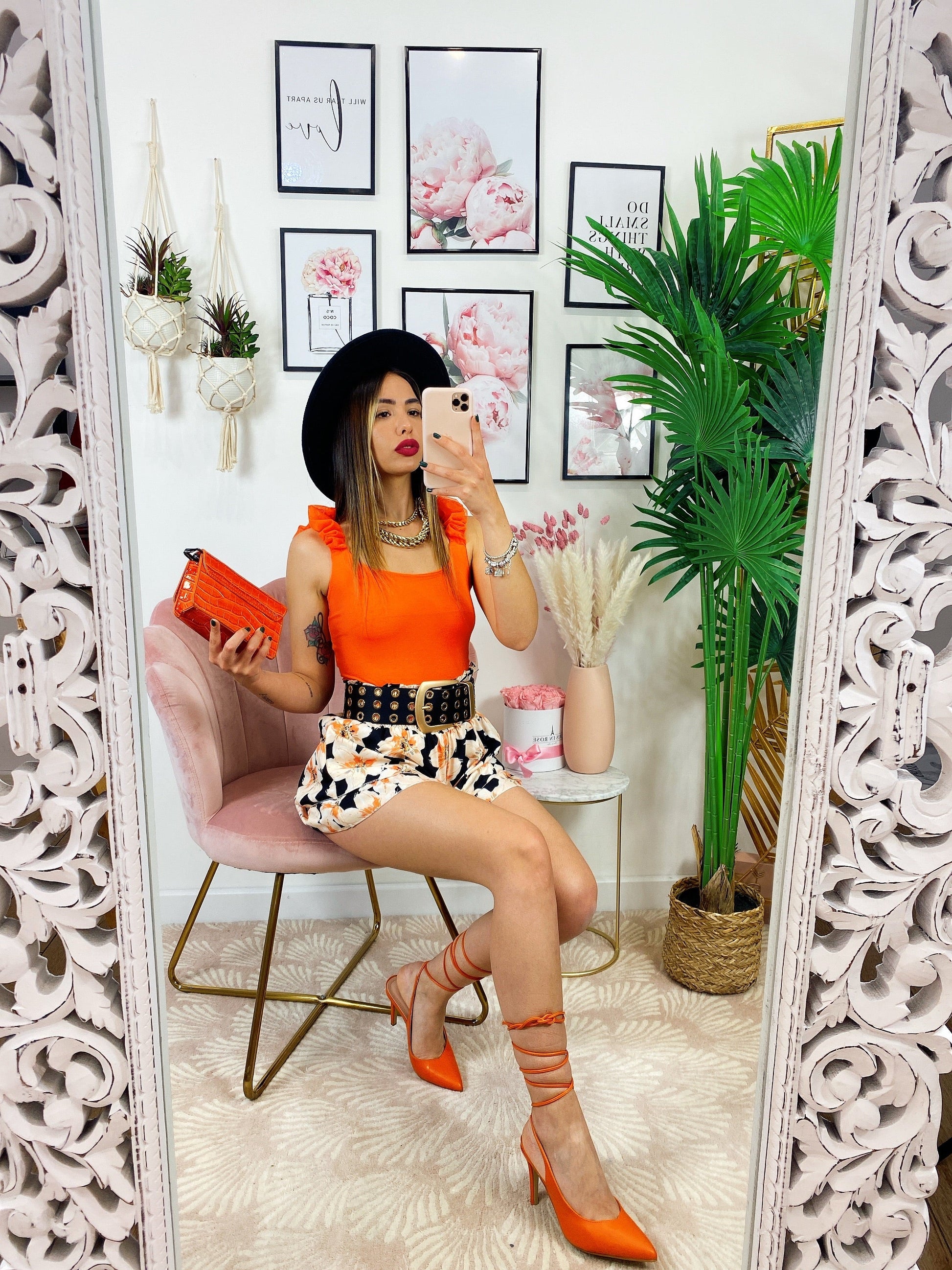 Body con voilant Arancio