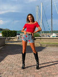 Top plissettano rosso