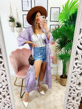 Kimono effetto bandana lilla
