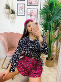 Camicia maculata con borsetta Nera