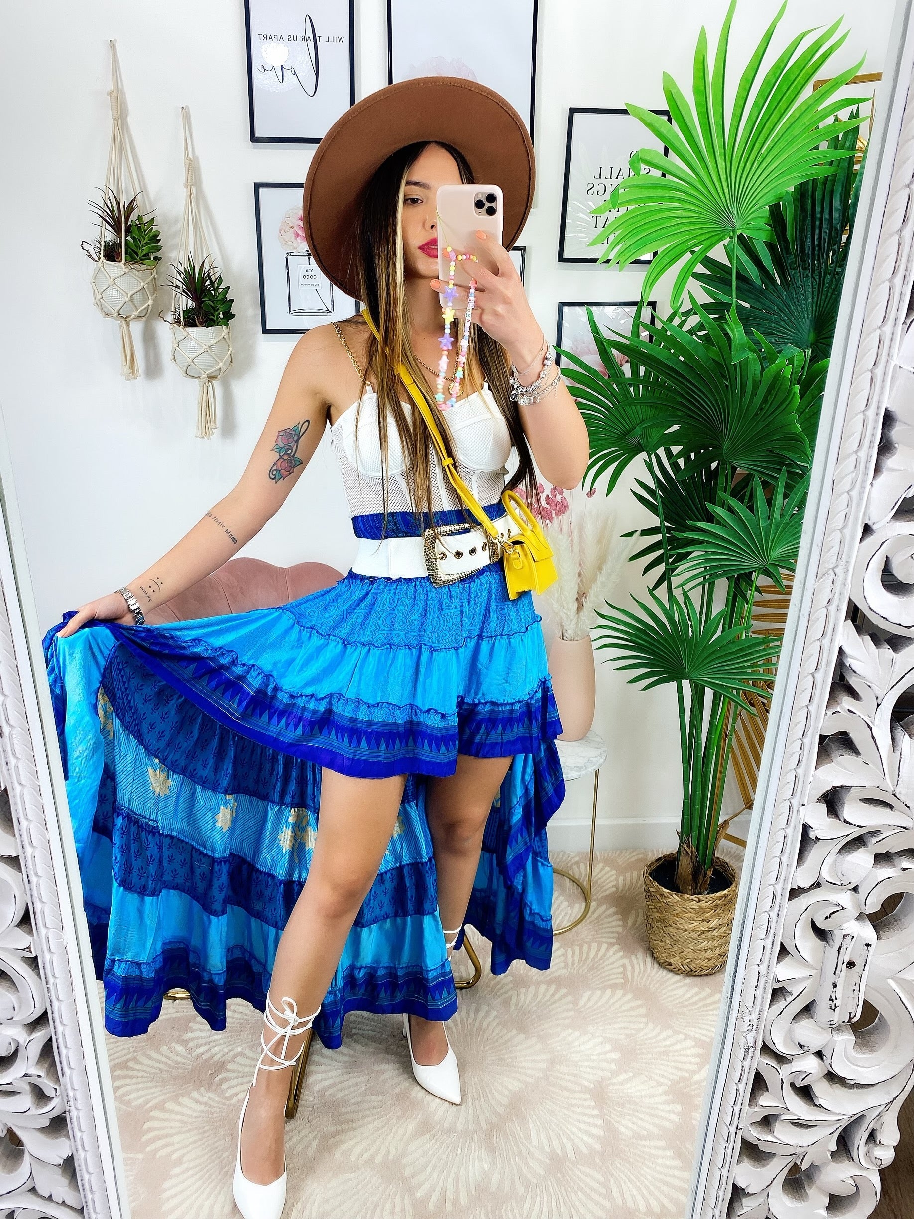 Gonna asimmetrica Celeste e blu