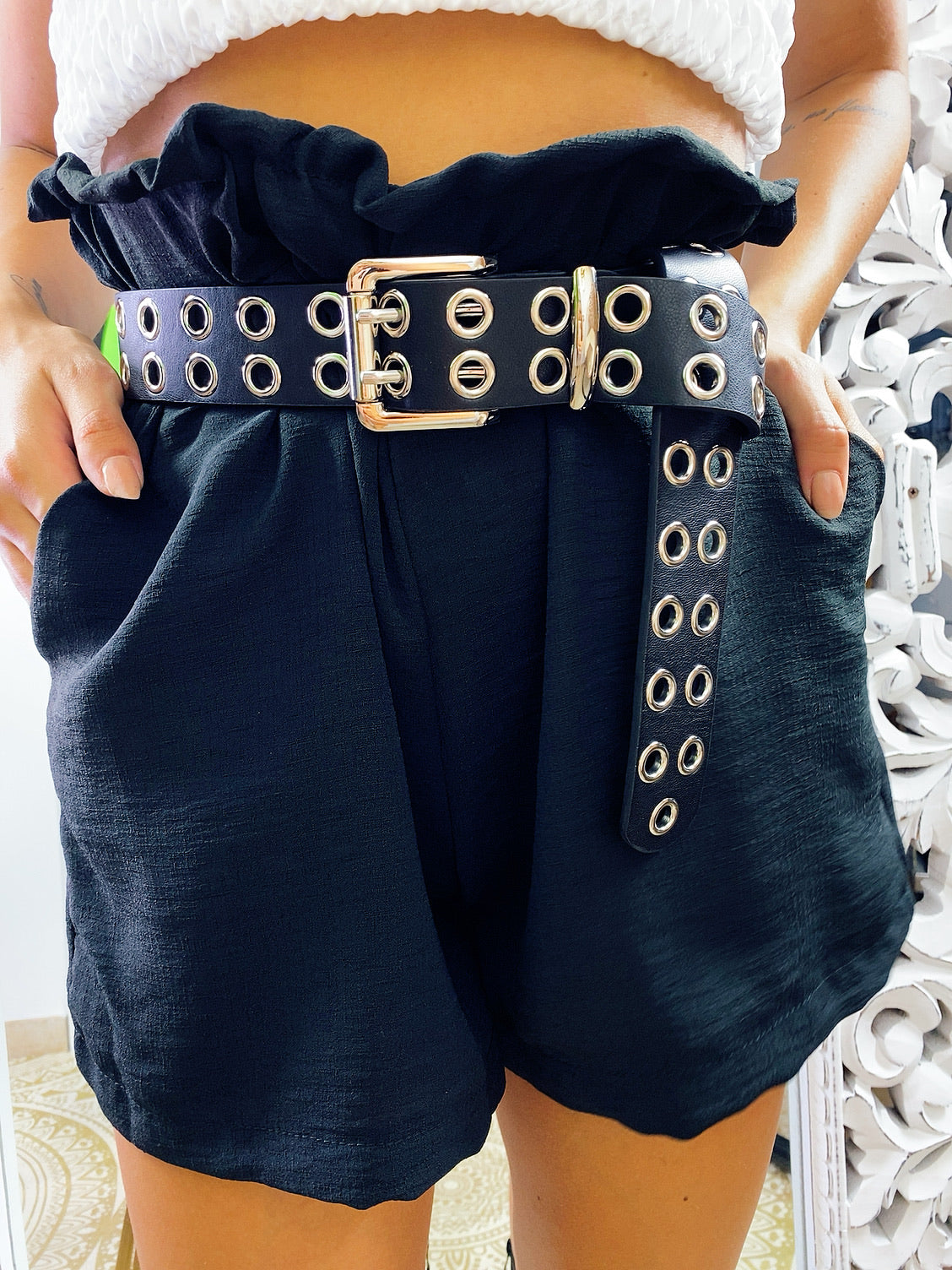 Short nero con elastico