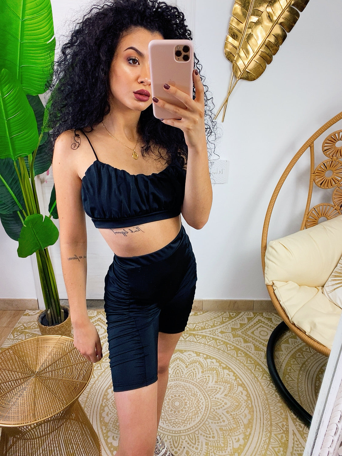 Completo Top e short con arricciatura