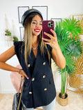 Blazer smanicato con bottoni Nero