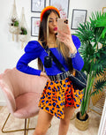 Top con spalline bombate Blu