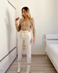 Pantalone vita alta panna