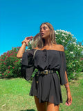 Tutina maniche velate scollo a barchetta