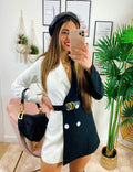 Abito Blazer con cintura nero bianco
