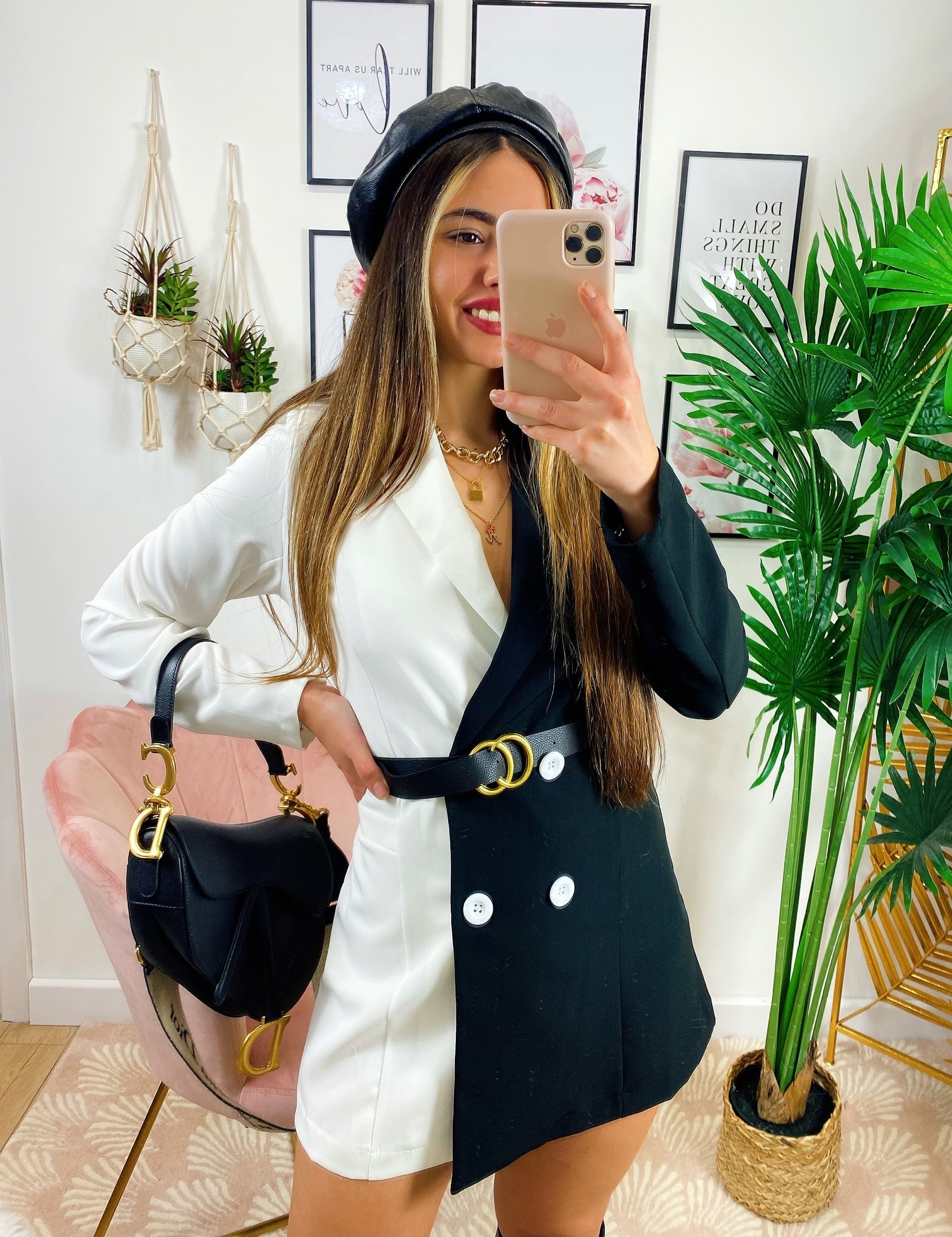 Abito Blazer con cintura nero bianco