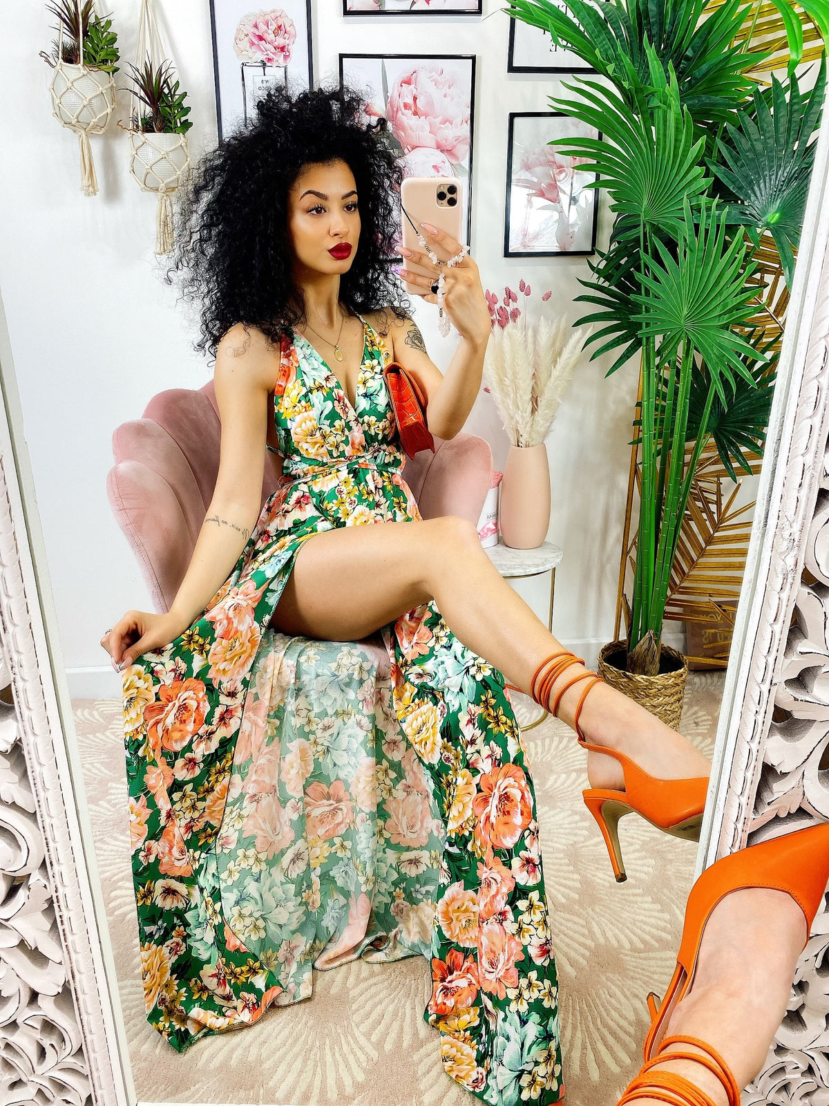 Dress Afrodite fiori arancio