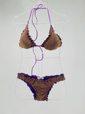 Bikini con arricciature lilla glitter