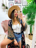 Kimono in seta etnico base nera