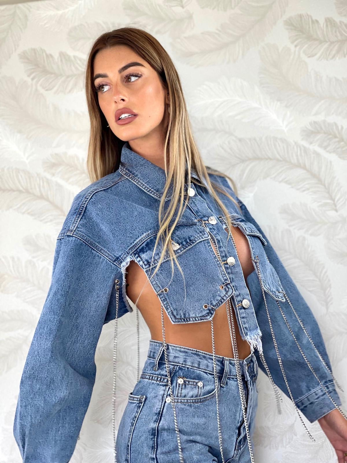 Giacca in jeans con catene