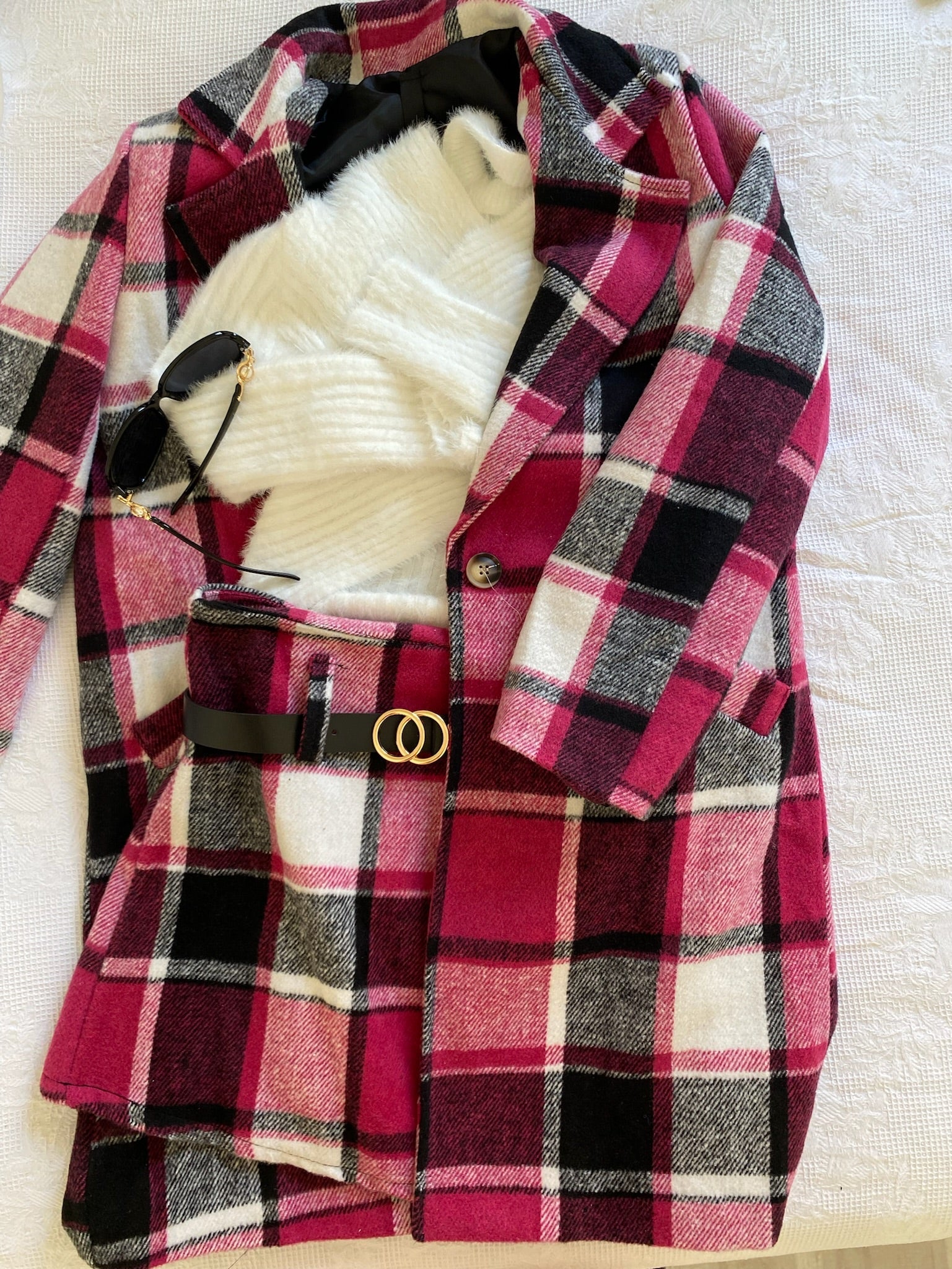 Gonna in tweed Fuxia nero