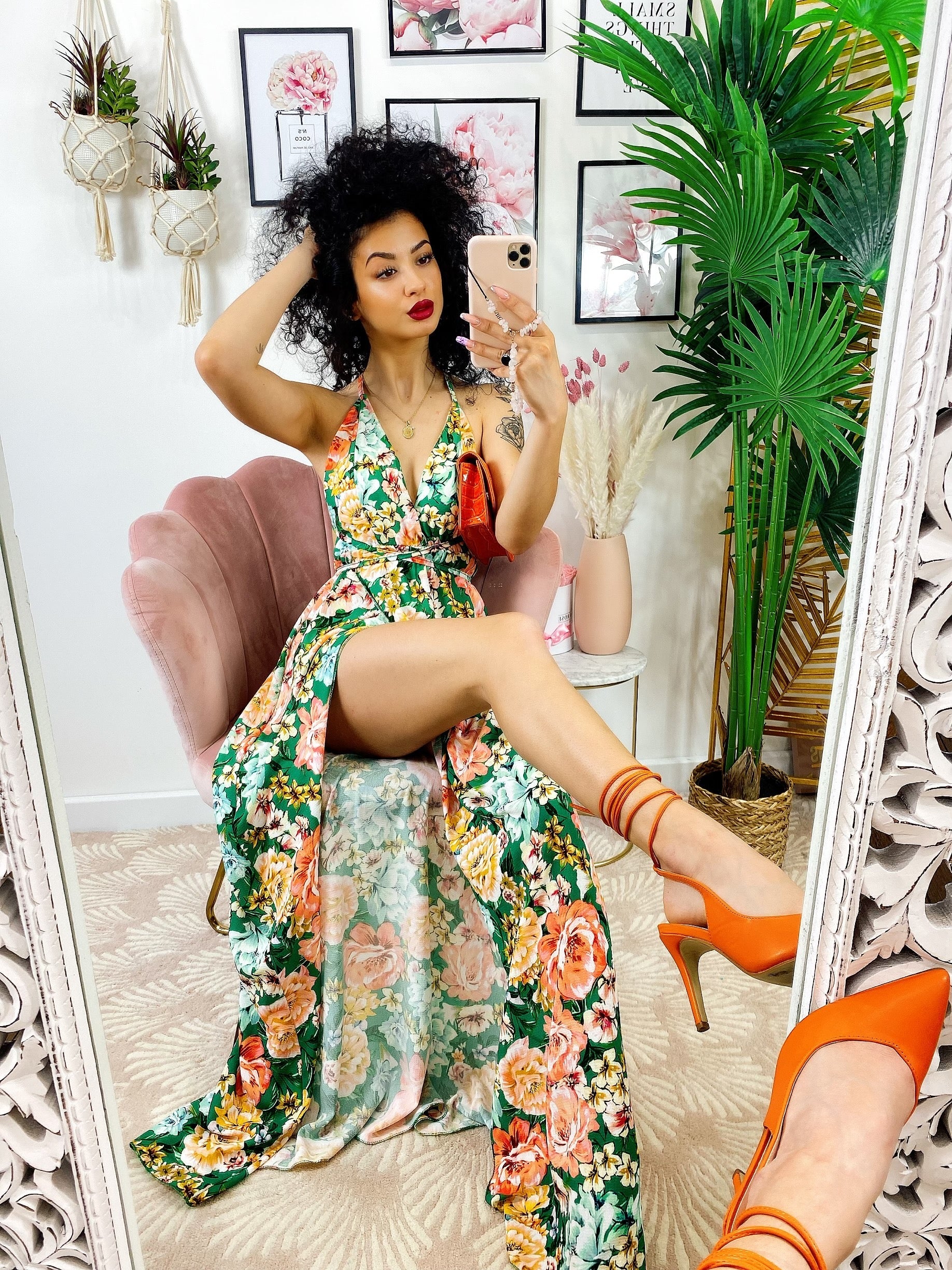 Dress Afrodite fiori arancio
