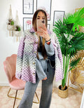 Giacca con bottoni Multicolor grigia e lilla