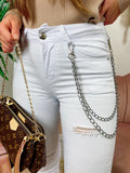 Jeans easy con catenella bianco