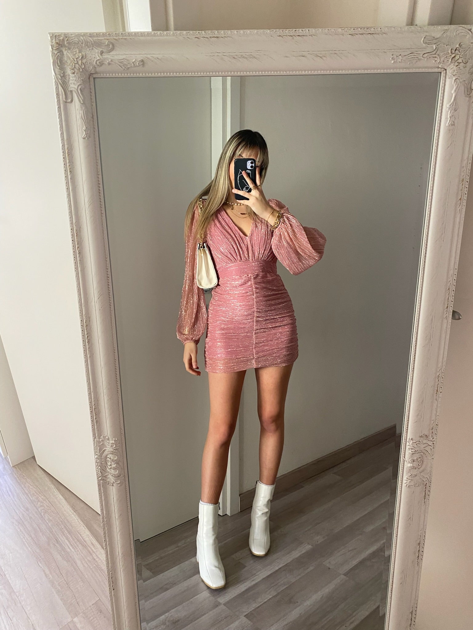 Abito arricciato rosa