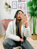 Bomber crop in ecopelle Bianco