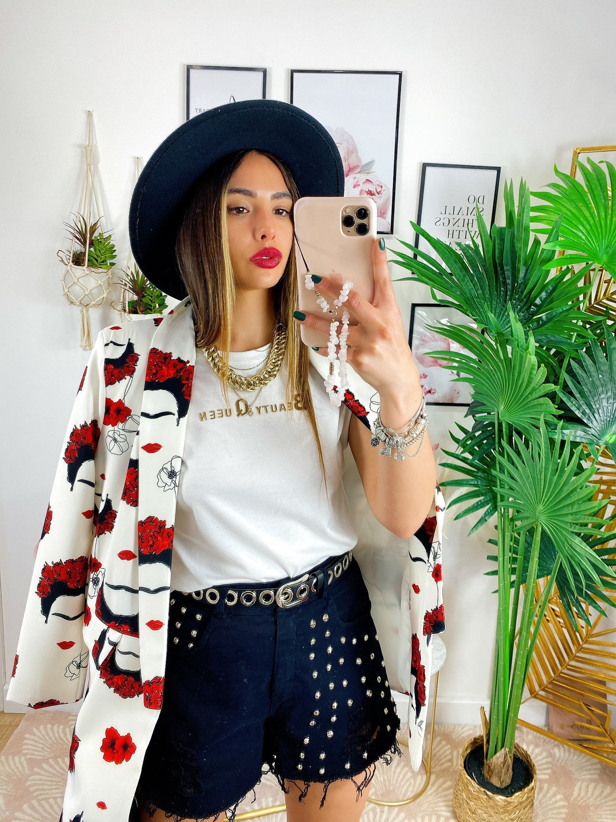 Giacca Donna Con fiori rossi