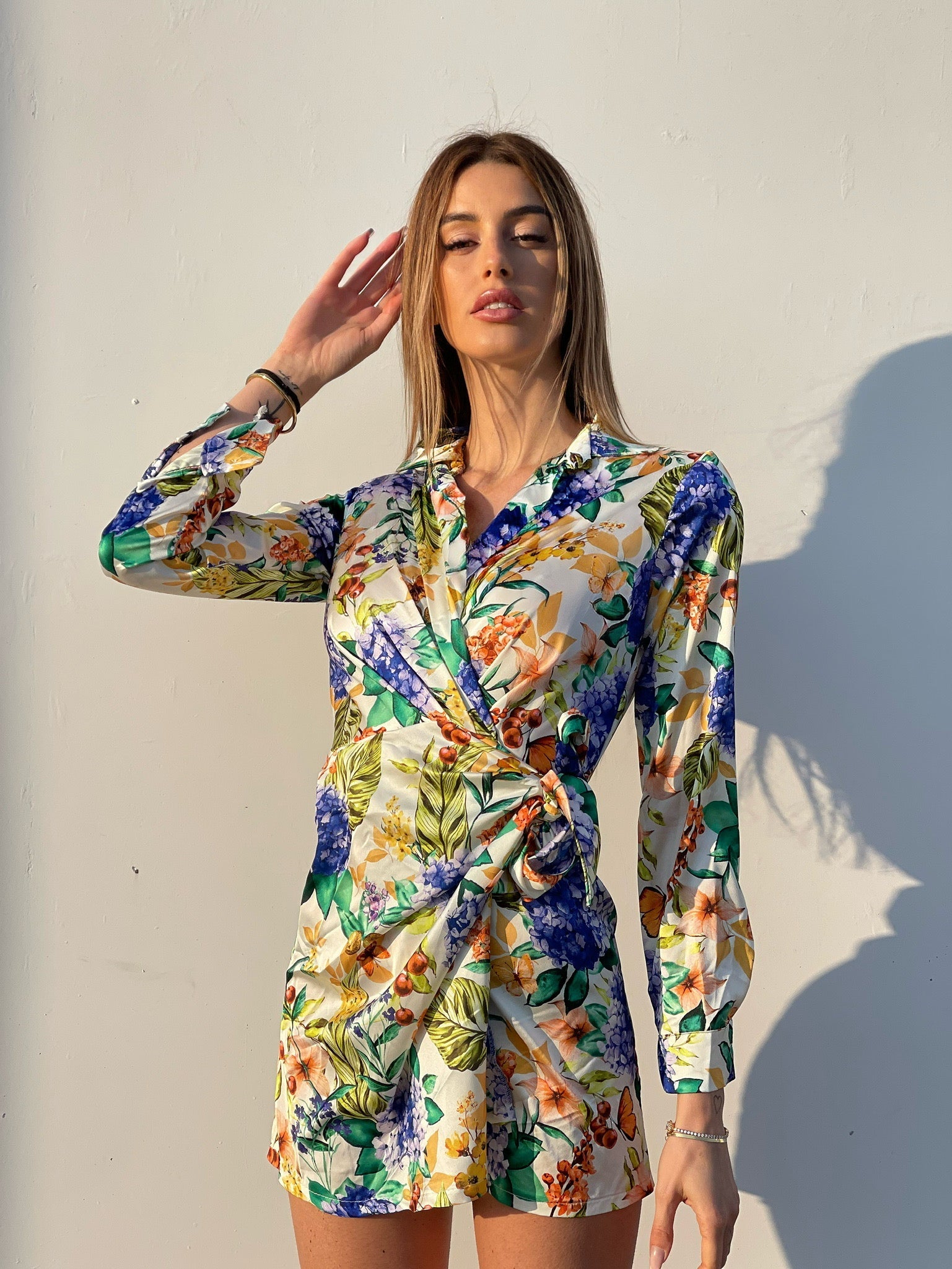 Abito a portafoglio con fiori