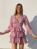 Abito a balze con cuori rosa