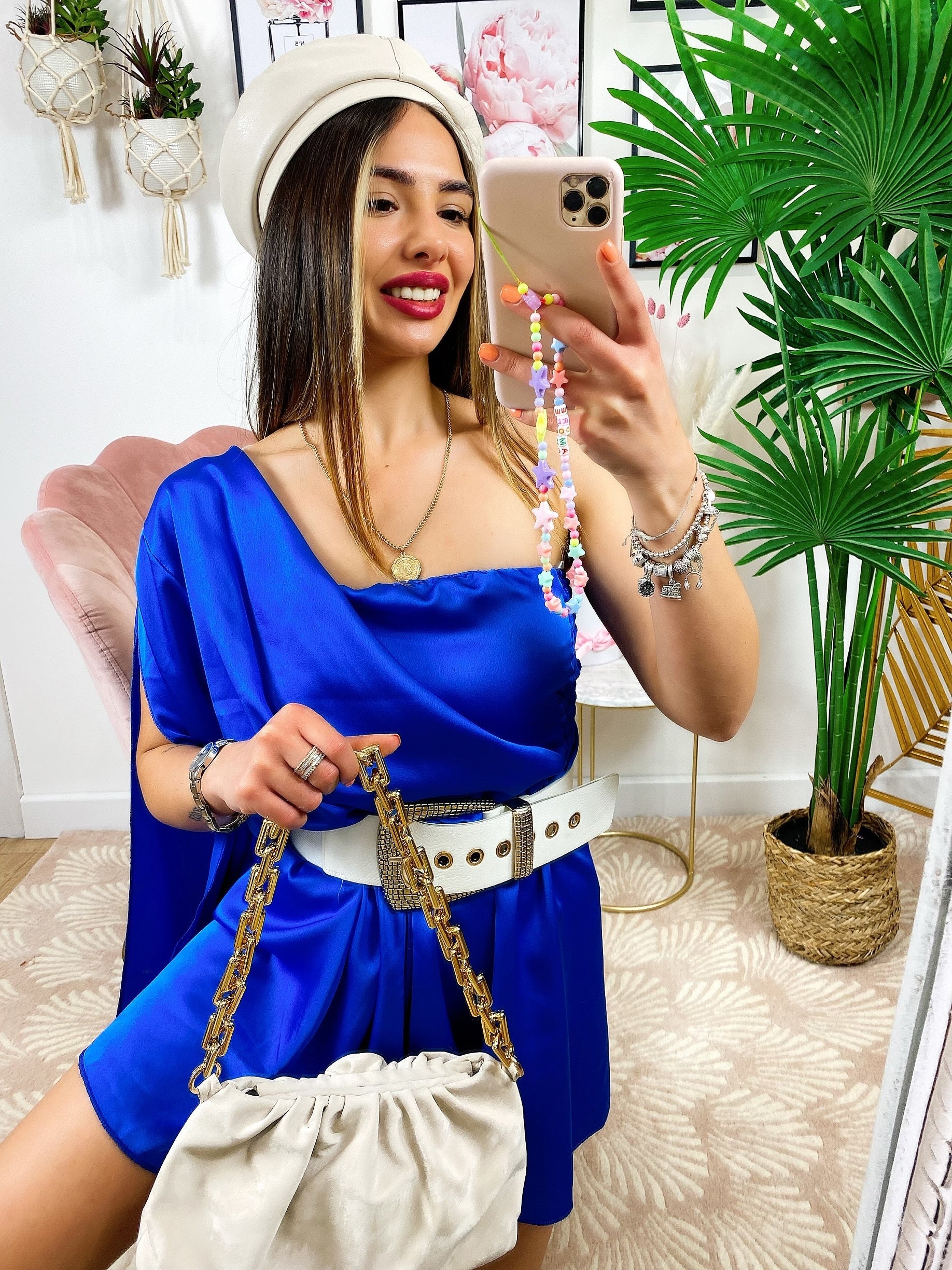 Tutina monospalla taglio impero Blu