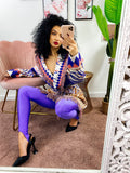 Cardigan frange e cinta viola arancio