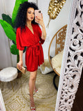 Abito a kimono in raso con cintura