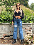 Blusa con scollo a V maniche velate