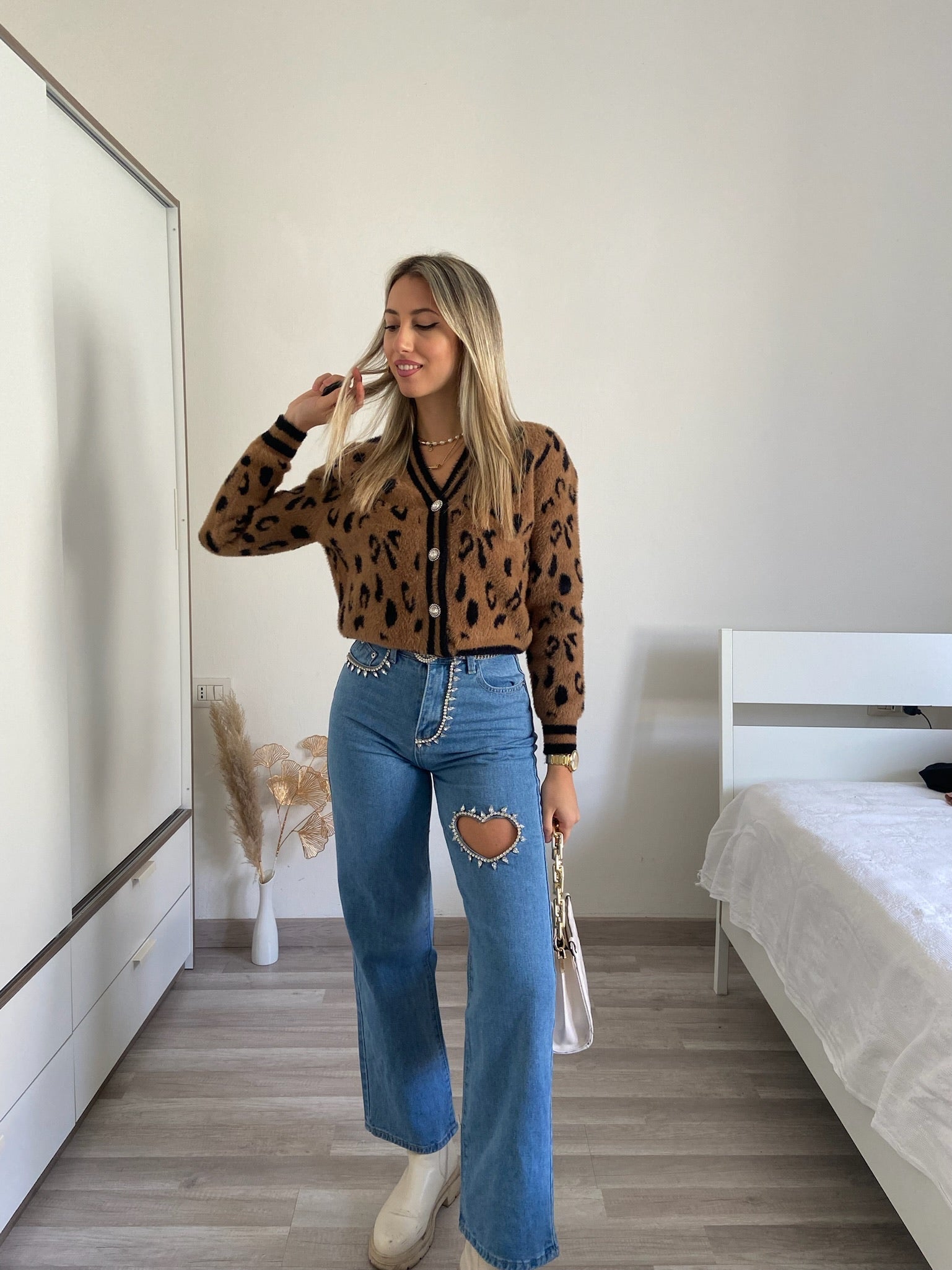 Cardigan animalier Camel