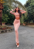 Completo rosa polvere top e gonna Jasmine