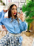 Camicia con borsetta celeste