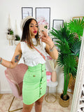 Gonna midi con bottoni menta