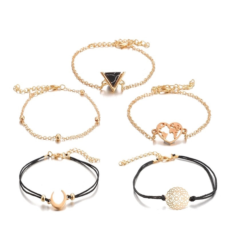 Bracciale con cuore e luna