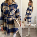 Giacca check nude e blu
