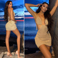 Abito corto in lurex oro