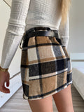 Gonna in tweed Camel nero