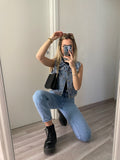 Smanicato di jeans con borchie