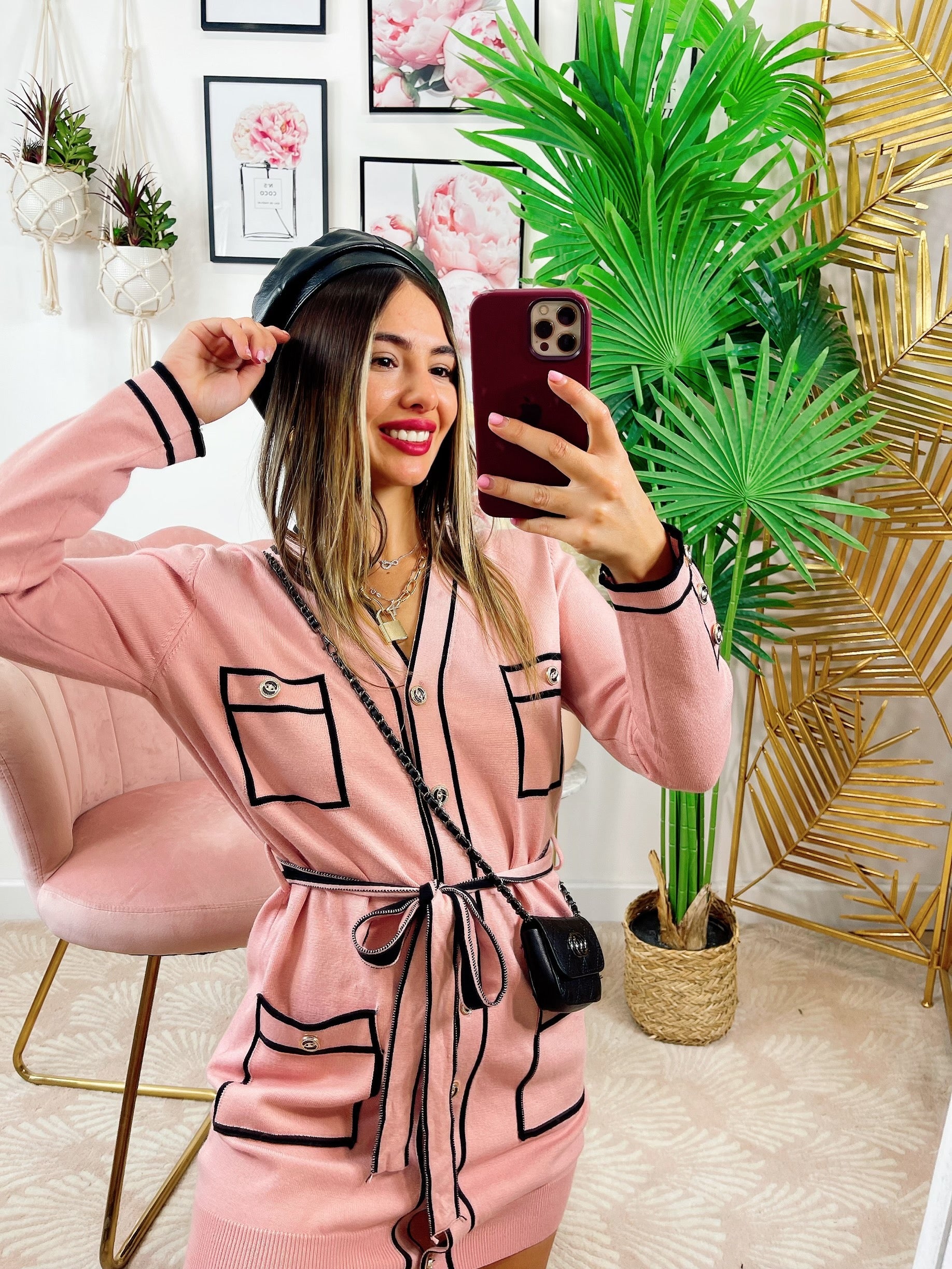 Abito con tasche e bottoni Rosa