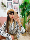 Camicia maculata con borsetta Bianca