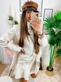 Completo Gonna e giacca pied de poule beige