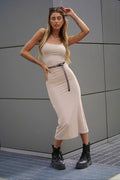 Tubino a costine beige